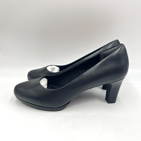 9W 9 WIDE WIDTH Rockport Total Motion Leah Black Nappa Leather Heels Pumps Shoes - Picture 6 of 16